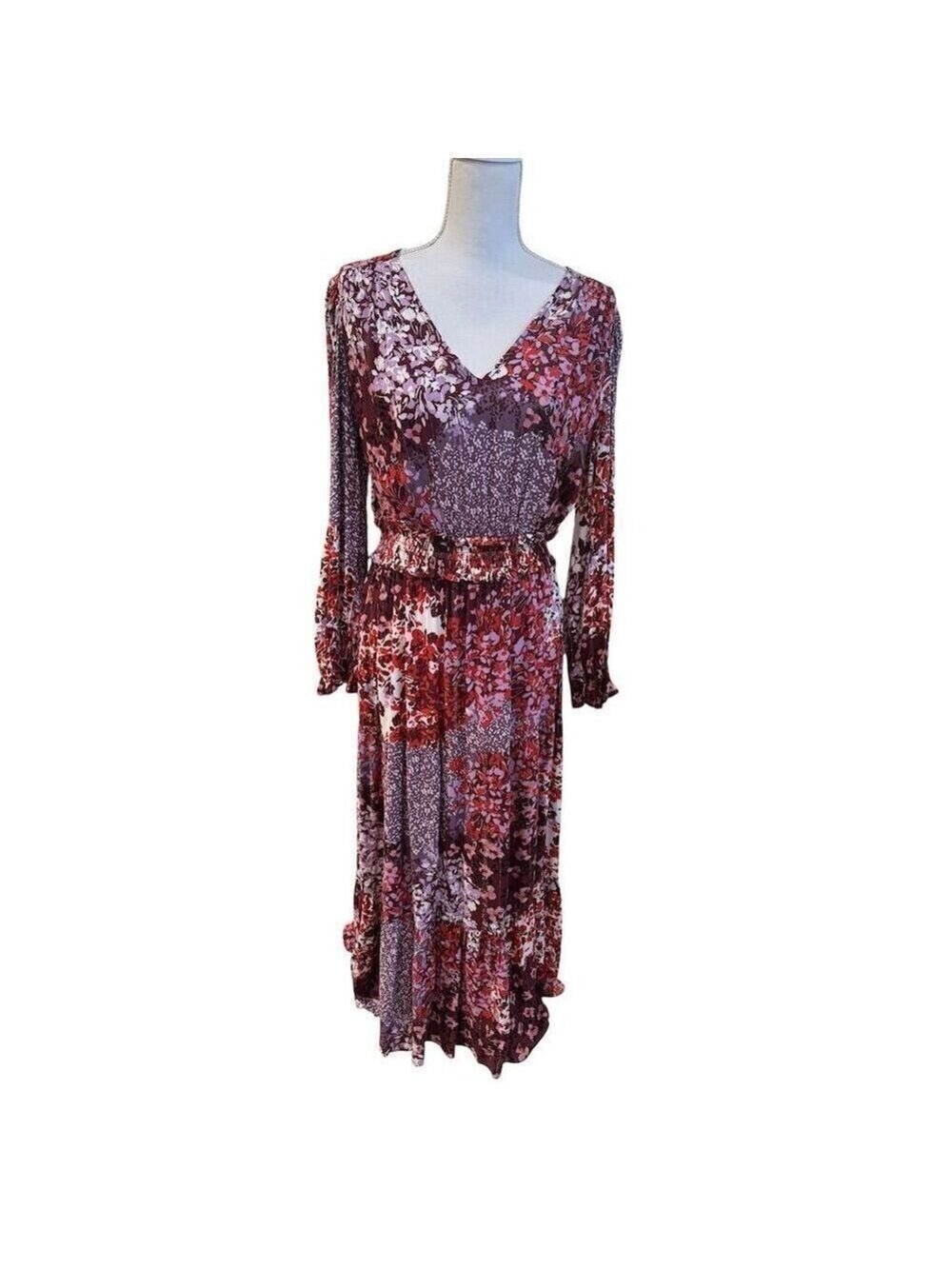 London Times Women's Floral Patchwork Midi Dress Multicolor Size M